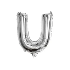 Folieballon letter U zilver - 35 cm