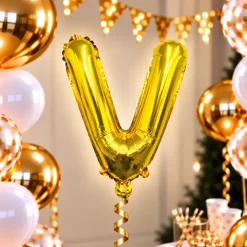 Folieballon letter V goud - 35 cm