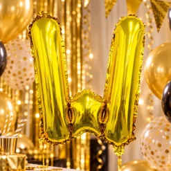 Folieballon letter W goud - 35 cm