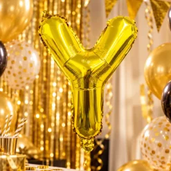 Folieballon letter Y goud - 35 cm
