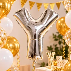 Folieballon letter Y zilver - 35 cm