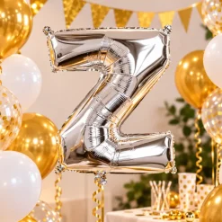 Folieballon letter Z zilver - 35 cm