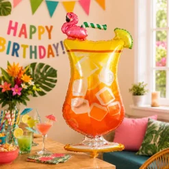 Folieballon party cocktailglas meerkleurig - 75 x 40 cm