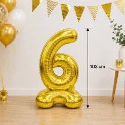 Folieballon staand XXL 6 goud - 103 cm