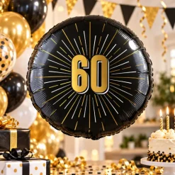 Folieballon zwart/goud 60 jaar