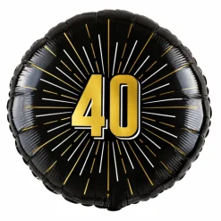 Folieballon zwart/goud 40 jaar