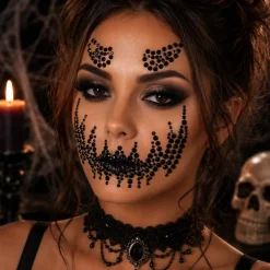 Gezichtsjuwelen Halloween zwart