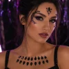 Gezichtsjuwelen Halloween zwart/paars