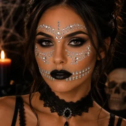 Gezichtsjuwelen Halloween zilver