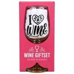 Giftset Wine Glass & Socks I Love Wine