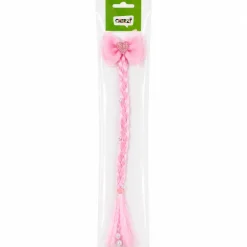 Haarextension met strikje en parels roze