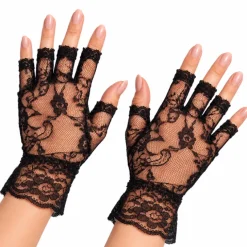Handschoenen zwart kant one size