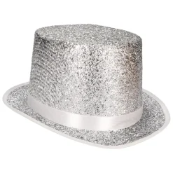 Hoed hoog glitter zilver