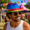 Hoed regenboog meerkleurig