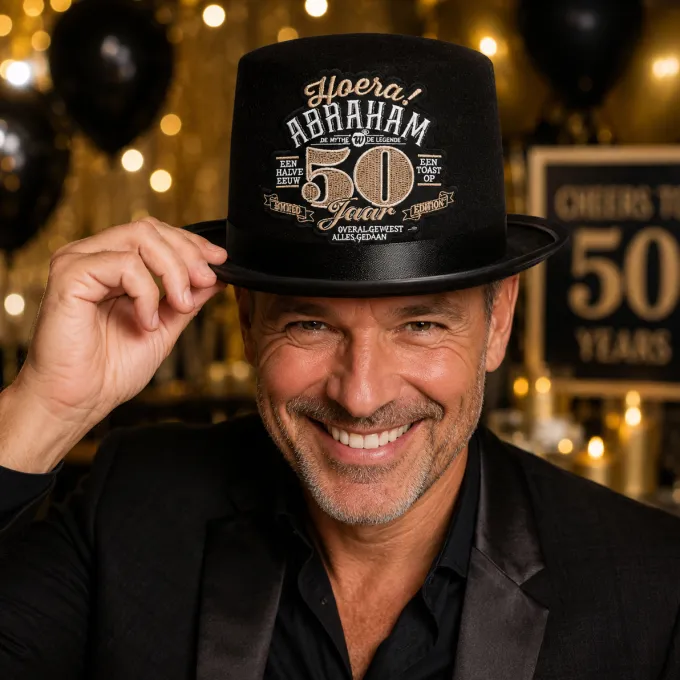 Hoge hoed Abraham 50 jaar