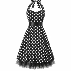 Jurk twenties stippen zwart/wit one size