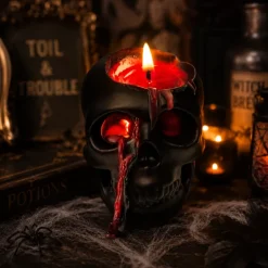 Kaars Halloween schedel zwart