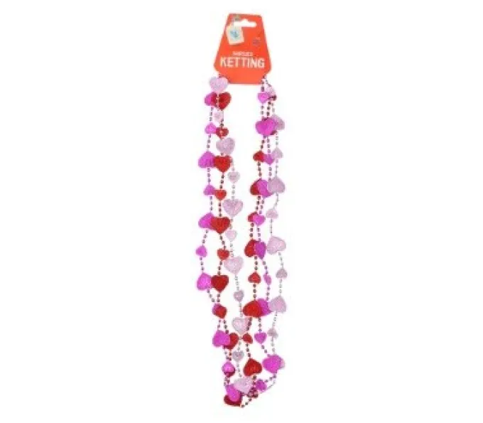 Ketting hartjes rood/roze