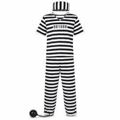 Kostuum gevangene one size zwart/wit