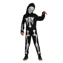 Kostuum Halloween skelet jongen zwart/wit 120-130cm