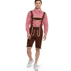 Kostuum Lederhosen rood/bruin heren maat S
