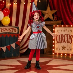 Kostuum meisjes creepy clown maat 120-130cm