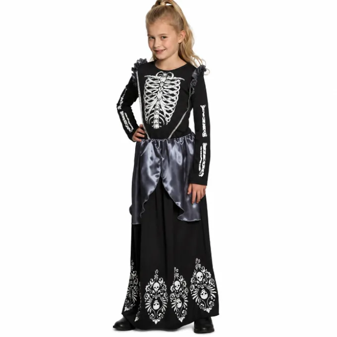 Kostuum Skeleton queen zwart/wit meisje 4-6 jaar