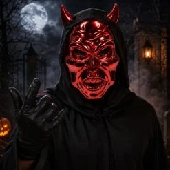 Masker Halloween duivel rood/zwart