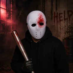 Masker Halloween hockey bloed wit/rood
