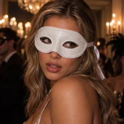 Masker Venetiaans kant wit half gelaat