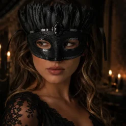 Masker zwart met tule