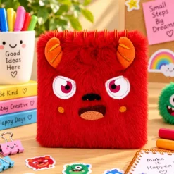 Monster Mini Pluizig Notitieboek Rood