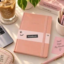 Notitieboek glitter roze A4