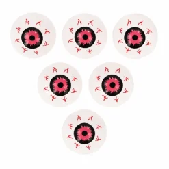 Oogballen Halloween wit/zwart/rood 6 stuks