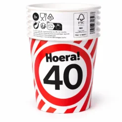 Papieren bekers verkeersbord 40 jaar - 250ml 8x