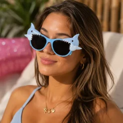 Partybril haaien blauw
