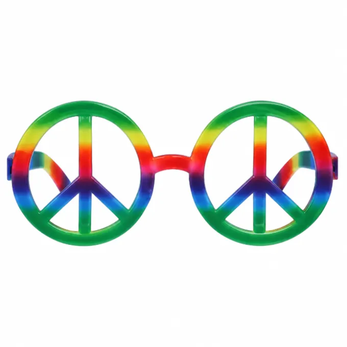 Partybril peace meerkleurig