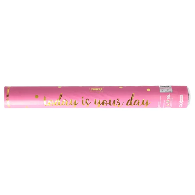 Party popper Roze Today is your day confetti goudkleur