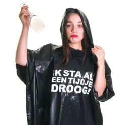 Regenponcho Ik sta al een tijdje droog zwart one size