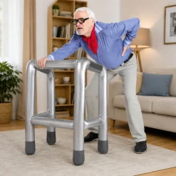 Rollator opblaasbaar zilver