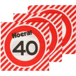 Servetten verkeersbord 40 jaar - 20x