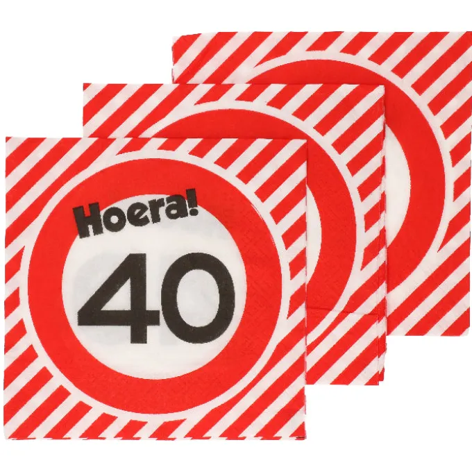 Servetten verkeersbord 40 jaar - 20x