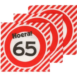 Servetten verkeersbord 65 jaar - 20x