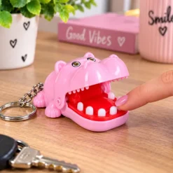 Sleutelhanger bijtende hippo roze