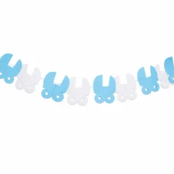 Slinger babyshower kinderwagen blauw/wit jongen 3m