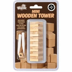 Spel houten toren mini pincet en dobbelsteen
