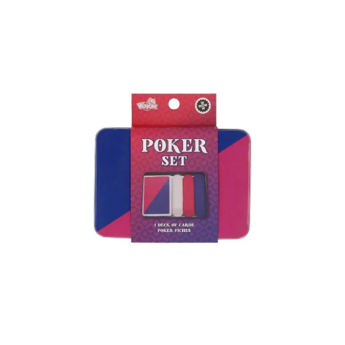 Spel Poker set roze/blauw/wit