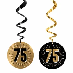 Swirls hangdecoratie zwart/goud 75 - 6 stuks