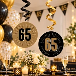 Swirls hangdecoratie zwart/goud 65 - 6 stuks