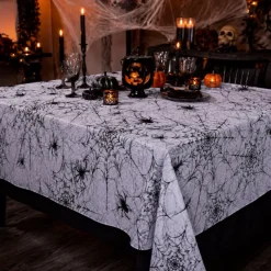 Tafelkleed Halloween plastic zwart/wit 260 x 130cm